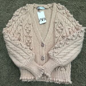 Zara Women's Blush Textured Cardigan